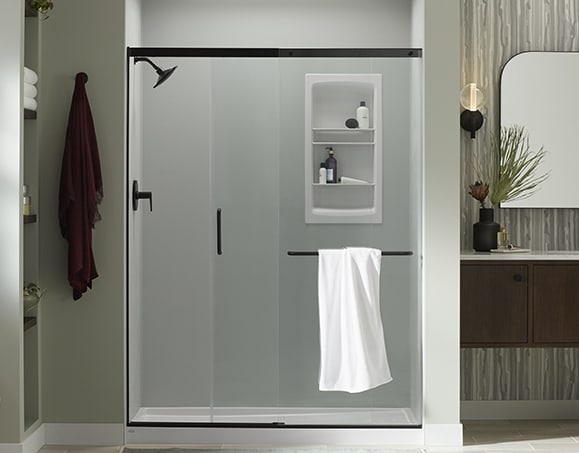 Walk-In Shower with Seat | KOHLER® LuxStone Shower